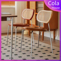 ColaHouse|Thời Trung Cổ Mây Ghế Gỗ Chắc Chắn Ghế Ăn Phòng Ngủ Nghiên Cứu Ban Công Ghế Sau B & B Phân Trang Điểm