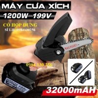 [COLASALE8 ]Máy cưa xích dùng pin cầm tay Hitachi 199V- Máy cưa xích Hitachi- Cưa xích chạy pin- Pin 10 cell - Lõi đồ ca