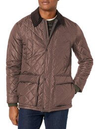 Cole Haan Men's Quilted Nylon Barn Jacket with Corduroy Details