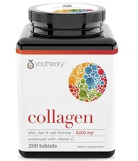 Collagen đặc trị nám, nhăn da, đau nhức xương Youtheory Advanced Type 1,2&3 với 18 amino acid Hộp 290 viên