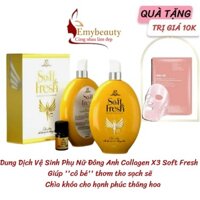 Collagen x3 Combo nước hoa vùng kín & Dung dịch vệ sinh phụ nữ soft fresh EM218 ngăn khuẩn giảm mùi hôi 120ml Emybeauty