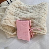 Collect book vải tim màu hồng