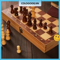 [Cologoog.vn] 29x29cm Bộ cờ vua 3 trong 1 Backgammon Không độc hại Bộ gỗ cờ vua cho bé trai bé gái