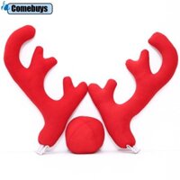 Com * 2 Gạc + 1 Mũi Xe Dễ Thương Mũi Sừng Trang Phục Bộ Mũi Đỏ Đồ Dùng Giáng Sinh Rudolf Tuần lộc Xe Giáng Sinh Dec
