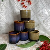 Com bo 3 cốc trụ men hỏa biến 200ml gốm sứ BÁT TRÀNG nhiều mầu