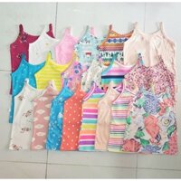 com bo 4 cái áo hai dây bé gái - áo hai dây siêu mát chất thun coton xuất dư size bé từ 5-20kg