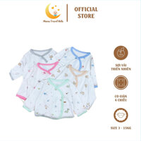 com bo 5 Áo Sơ Sinh Dài Tay viền màu  Thun Lạnh Mềm Mại Cho Bé