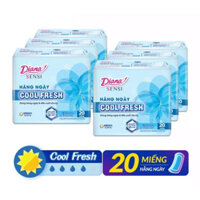 Com bo 6 Gói BĂNG VỆ SINH Hàng Ngày Diana Sensi Cool Fresh 20 Miếng