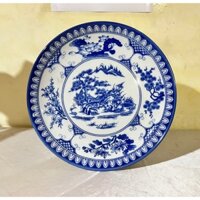 Com bo Đĩa chưng trái cây sứ Bát Tràng và Chò gỗ kê đĩa trái cây chạm ốc xà cừ sơn mài cao cấp