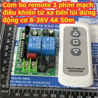 Com bo remote 3 phím mạch điều khiển từ xa không dây tiến lùi dừng động cơ 8-36V 4A 50m kde9172