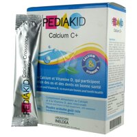 Cốm canxi tăng trưởng chiều cao Pediakid Calcium C+ của Pháp cho bé từ 1 tuổi trở lên hộp 14 gói