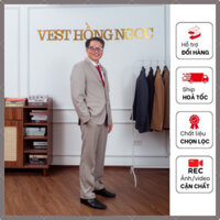 Com lê nam trung niên chất vải tuysi nhập khẩu, Vest nam trung tuổi cao cấp Hông Ngọc