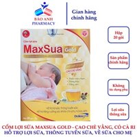 Cốm lợi sữa MAXSUA GOLD – Hỗ trợ lợi sữa, thông tuyến sữa giúp tăng tiết sữa – Hộp 20 gói
