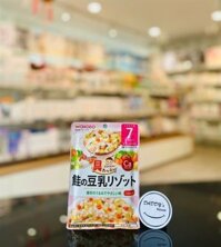 Cơm Risotto với cá hồi & rau củ sốt sữa đậu nành Wakodo 7th (80g)