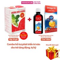 Cốm Vương Não Khang 30 gói và Siro Omega Vit 100ml Hàm lượng cao - Bổ não cho bé, giúp bé tập trung, giảm tăng động