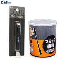 Combo 01 Bấm móng tay cao cấp Kai Nail Clipper  Hộp tăm bông kháng khuẩn Ima Krasimo - Hàng nội địa Nhật Bản - Size S - Type 001 - 150pcs