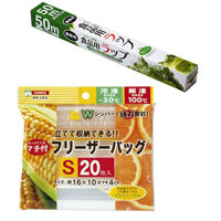 Combo 01 cuộn Màng bọc thực phẩm Pearl Metal 30cmx50m  01 Set túi Zip bảo quản thực phẩm - Nội địa Nhật Bản - Size S 20túiSet