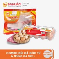 Combo 01 gói đùi gà góc tư + 01 hộp 10 quả trứng gà size to