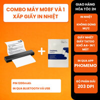 COMBO 01 Máy in nhiệt M08F + 01 xấp giấy in nhiệt KT-RM10-A4