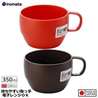 Combo 02 cốc đựng súp có quai cầm cao cấp inomata 350ml - Hàng nội địa Nhật Bản Made in Japan - Màu đỏ - Màu nâu