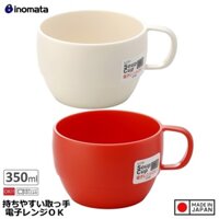 Combo 02 cốc đựng súp có quai cầm cao cấp inomata 350ml - Hàng nội địa Nhật Bản Made in Japan - Màu trắng - Màu đỏ