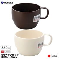 Combo 02 cốc đựng súp có quai cầm cao cấp inomata 350ml - Hàng nội địa Nhật Bản Made in Japan - Màu nâu - Màu trắng