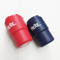 Combo 02 cốc giữ nhiệt có nắp xoay HERE 320ml cao cấp tiện dụng - Hàng nội địa Nhật Bản. - Đỏ  Xanh Navy