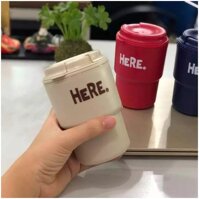 Combo 02 cốc giữ nhiệt có nắp xoay HERE 320ml cao cấp tiện dụng - Hàng nội địa Nhật Bản. - Be  Đỏ