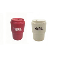 Combo 02 cốc giữ nhiệt có nắp xoay HERE 320ml cao cấp tiện dụng - Hàng nội địa Nhật Bản. - Be  Đỏ