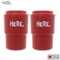 Combo 02 cốc giữ nhiệt có nắp xoay HERE 320ml cao cấp tiện dụng - Hàng nội địa Nhật Bản. - Đỏ  Đỏ