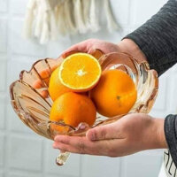 Combo 02 Đĩa đựng hoa quả thủy tinh 3 chân màu vàng