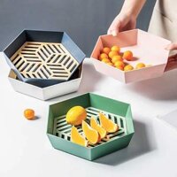 COMBO 02 Khay đựng trái cây ráo nước – Rổ nhựa đựng rau củ quả thoát nước lục giác