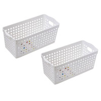Combo 02 Khay nhựa đựng đồ đa năng Inomata, có quai cầm - Hàng nội địa Nhật - Size bé - Trắng