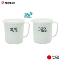 Combo 02 Ly nhựa có nắp mềm Nakaya 200ml &amp; 300ml dùng được trong lò vi sóng hàng nội địa Nhật Bản Made in Japan - Trắng  White - 300ml
