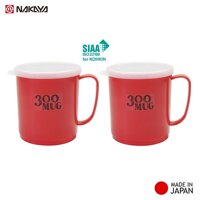 Combo 02 Ly nhựa có nắp mềm Nakaya 200ml &amp; 300ml dùng được trong lò vi sóng hàng nội địa Nhật Bản Made in Japan - Hồng  Pink - 300ml