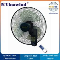 Combo 02 Quạt treo tường Điện cơ Thống Nhất Vinawind cánh 400 có điều khiển từ xa QTT400X - HĐ - Hàng chính hãng