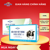 Combo 02 thùng Sữa tươi tiệt trùng Không đường và STTT Dừa Mộc Châu Milk (180ml x 96 Hộp)