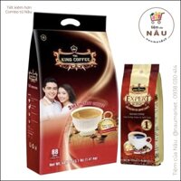 [Combo ] 02 túi  King Coffee Cafe Hoà Tan 3In1, Túi lớn 88 gói x 16g & Cafe Rang Xay King Coffee Expert – Blend 1, 5