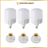 COMBO 03 ĐÈN LED BÚP 30W + TẶNG 03 ĐUÔI ĐÈN GẮN TƯỜNG E27