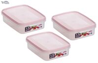 Combo 03 Hộp bảo quản thực phẩm Yamada Million Pack - Made in Japan - 1,7L dáng thấp - Hồng