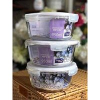 Combo 03 Hộp thủy tinh tròn chịu nhiệt Lock & Lock 950ml - Hộp đựng thực phẩm cao cấp