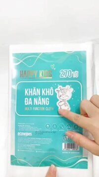Combo 03 Túi Khăn Vải Khô Đa Năng Cho Bé Happy Kids Túi 270 Tờ Không Mùi Mềm Mịn Dai Thấm Hút Tốt