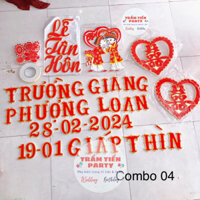 Combo 04- Bộ chữ xốp trang trí đám cưới đã có keo dán (Đọc mô tả sản phẩm)
