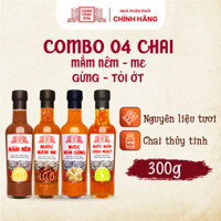 Combo 04 nước chấm pha sẵn (Mắm nêm, mắm chua ngọt, mắm gừng, mắm me) Làng Chài Xưa nguyên liệu tươi
