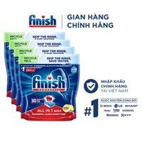 Combo 04 túi Viên Rửa Chén Bát Hương Chanh Finish Powerball All In 1 Max Lemon Sparkle 30 viên/túi [CÓ SẴN TẠI KHO]