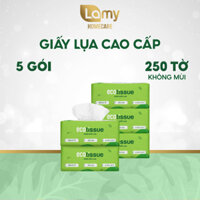 Combo 05 gói khăn giấy lụa rút cao cấp Lamy HomeCare an toàn không bụi vụn 250 tờ
