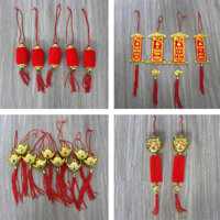 Combo 05 lồng đèn trang trí tết, 02 thỏi và kèm dây pháo nhung, 08 Dây liễn câu đối chúc mừng năm mơi, 10 thỏi vàng trang trí ngày tết