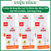 Combo 06 Bóng Đèn Led 40W Ánh sáng Trắng Trụ Nhôm Bọc Nhựa - Thiết Bị Điện G8 (G8 T40-115/G01) - Shopdiensang