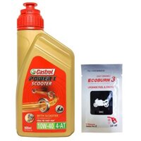 Combo (0.8 L) Dầu nhớt xe tay ga Castrol Power Scooter 10W40 800ml + Phụ gia làm sạch động cơ - Shopnhottot