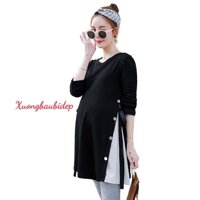 combo 1 áo bầu AD122  1 quần legging cạp chéo cotton co giãn thoải mái QB1111 - Da Cá Đen,2XL 60-65kg